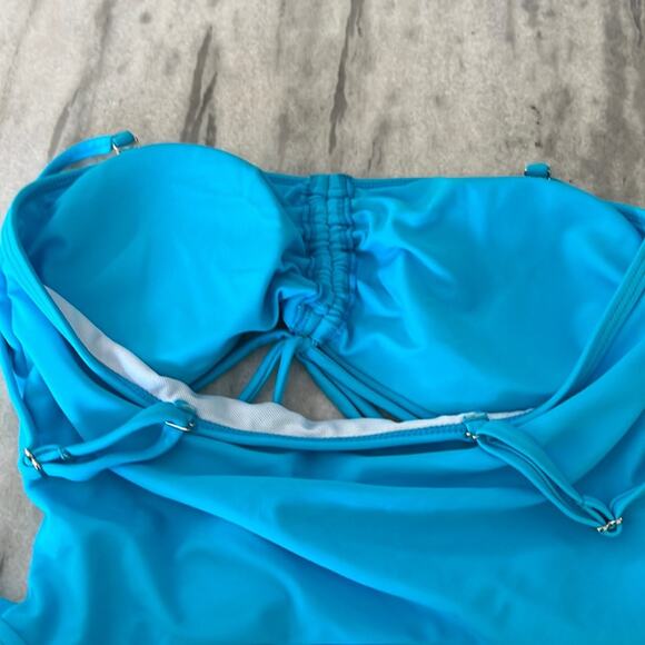 Sky Blue Bandeau Cutout One Piece Swimsuit with removable straps Woman Small - Picture 8 of 9